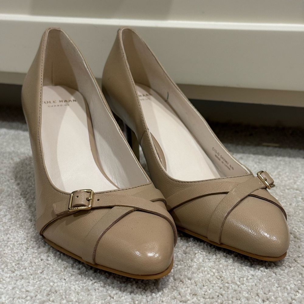 Like New Cole Haan Tan Women's Heels with Buckle Detail